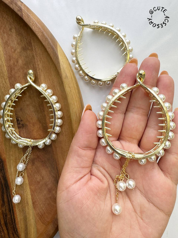 گیره گوجه ای دستبندی مروارید درشت