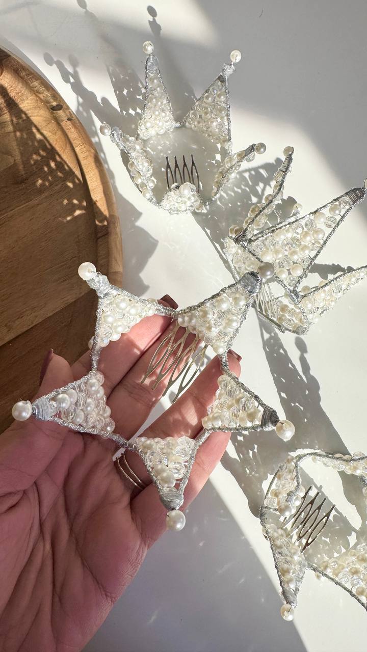 تاج پرنسسی مرواریدی بلند