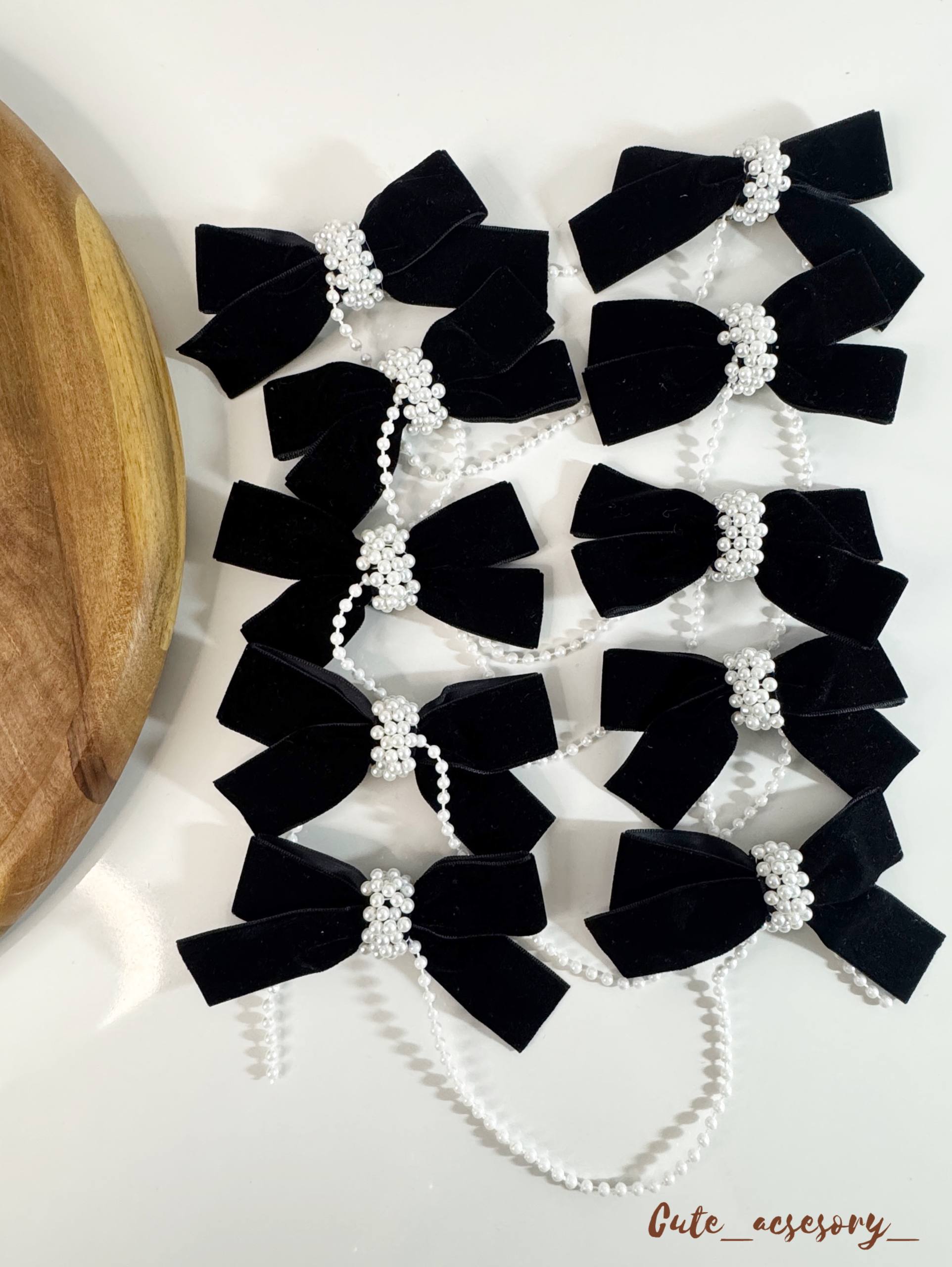 پاپیون ریسه مروارید جنس مخمل