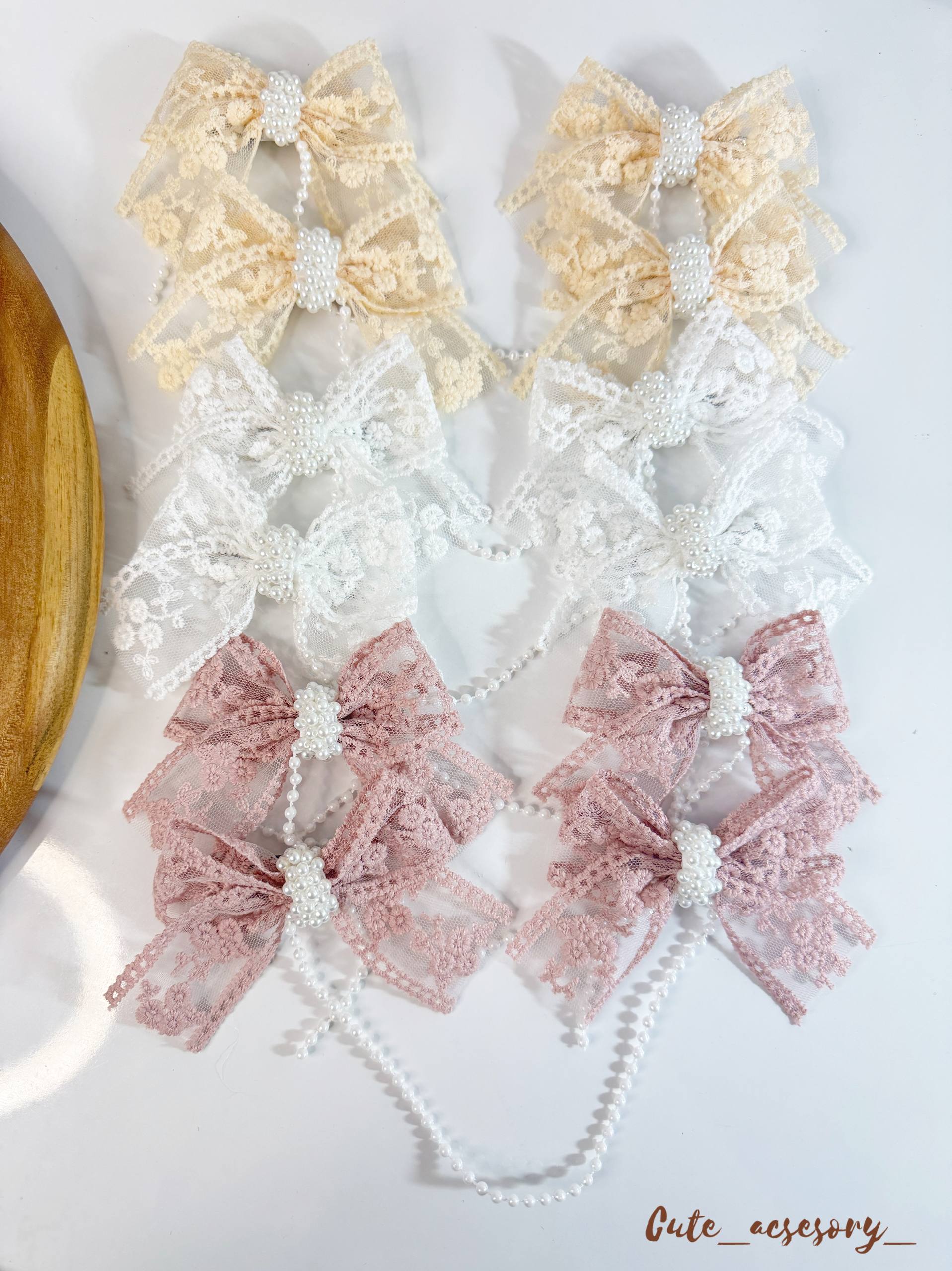 پاپیون ریسه مروارید جنس دانتل